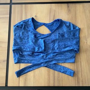 Blue cropped workout top